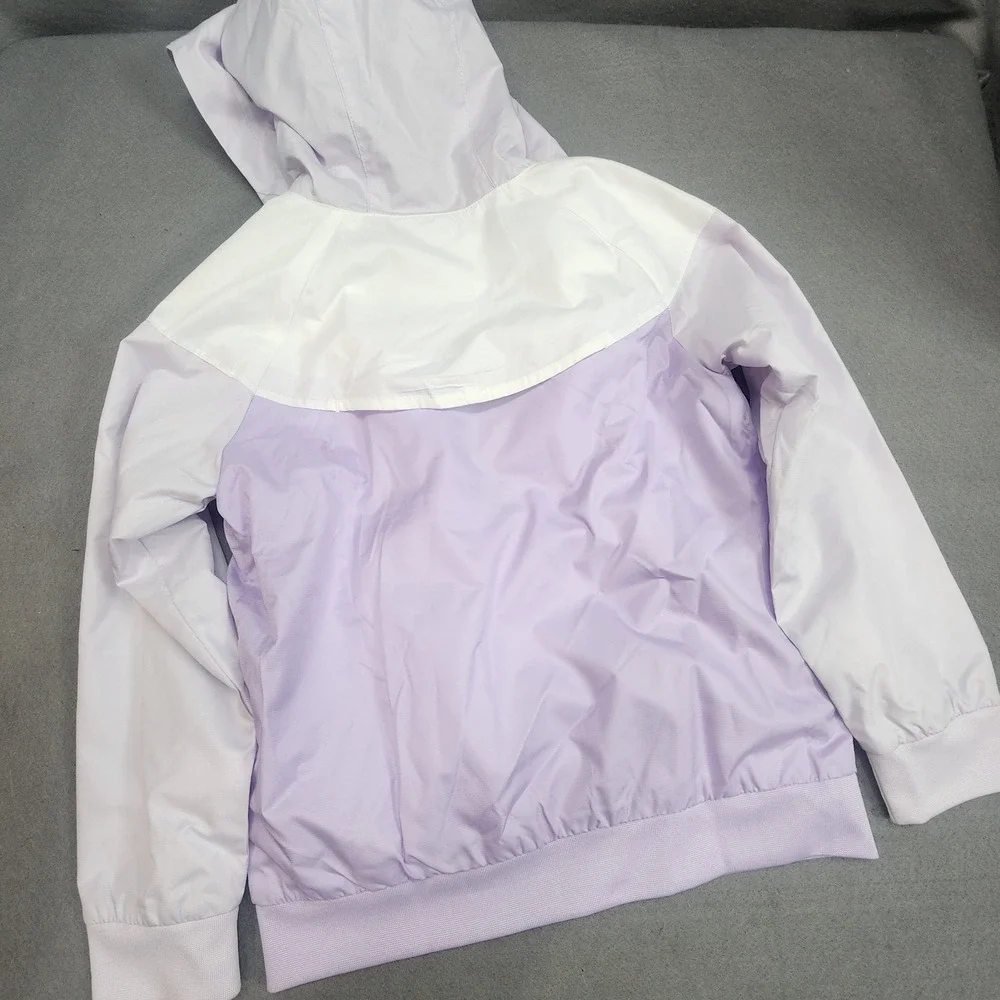 Nike Windbreaker Jacket Lavender White Windrunner Hooded Kids Size 6